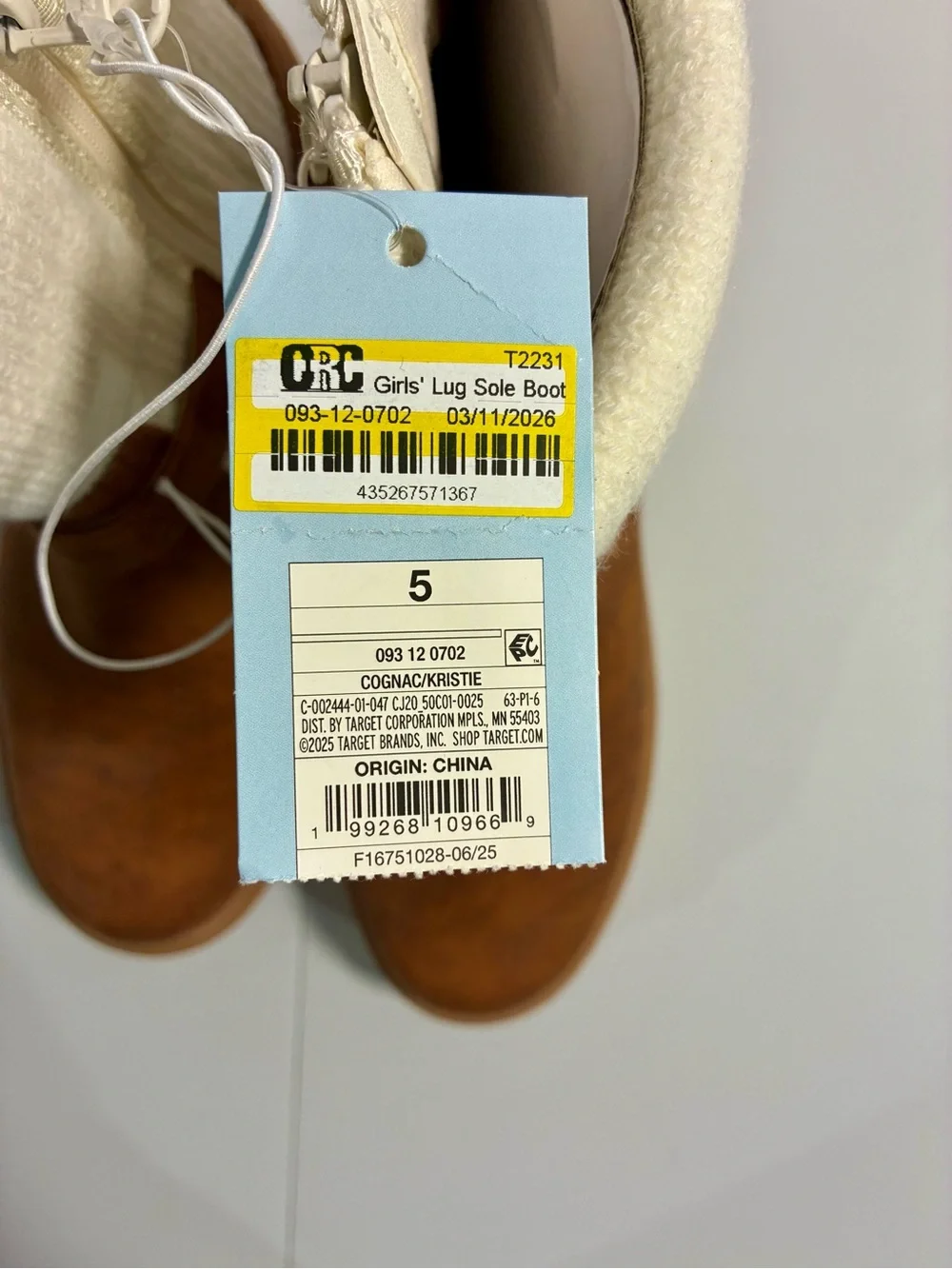 Cat & Jack Tan and Cream Girls' Ankle Boots with Knit Cuff
